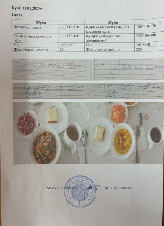 Мектеп асханасында тамақтың берілуі