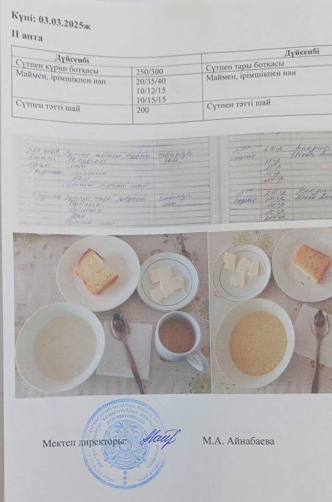 Мектеп асханасында тамақтың берілуі